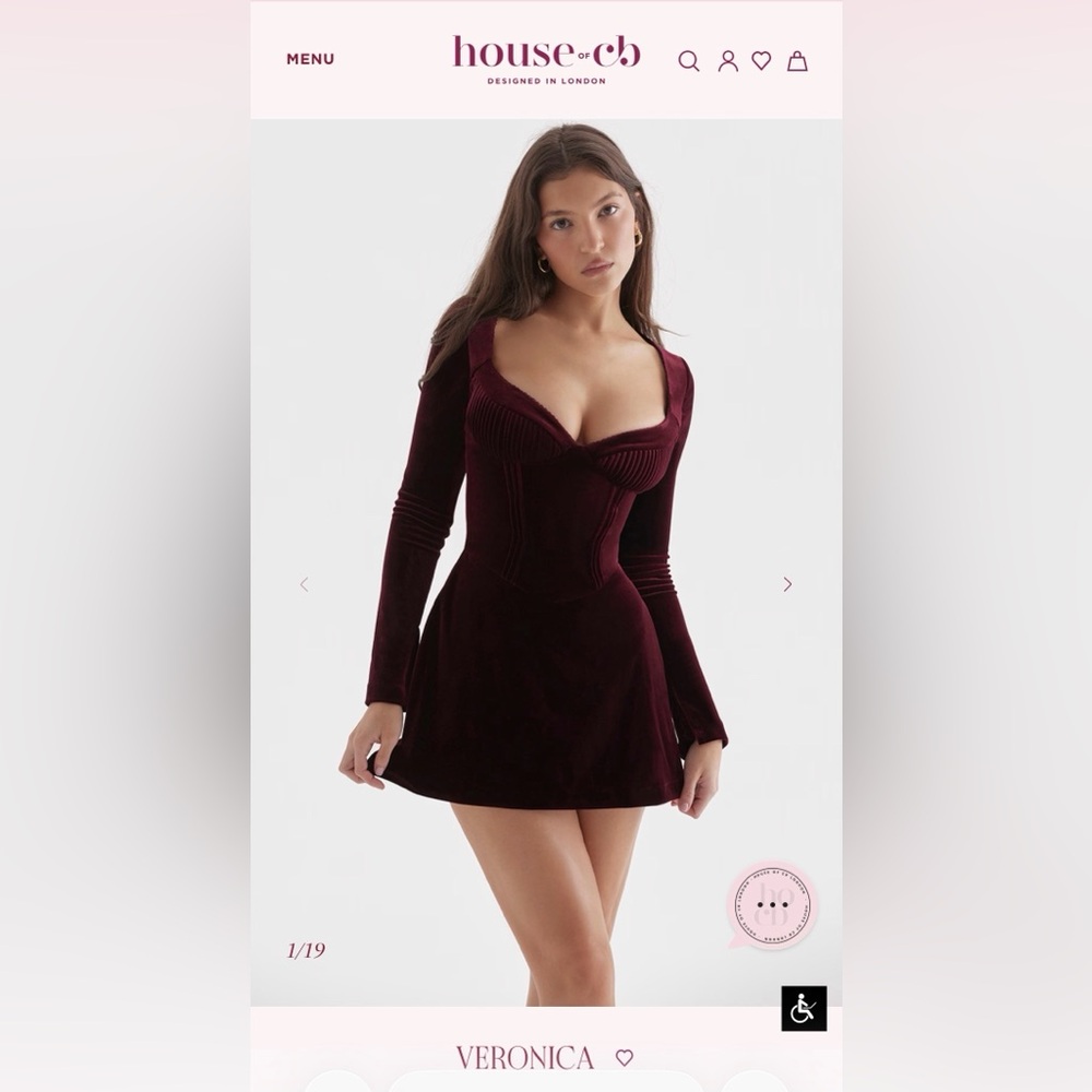 House of CB Veronica dress- Gorgeous Burgundy Velvet Long Sleeve Dress